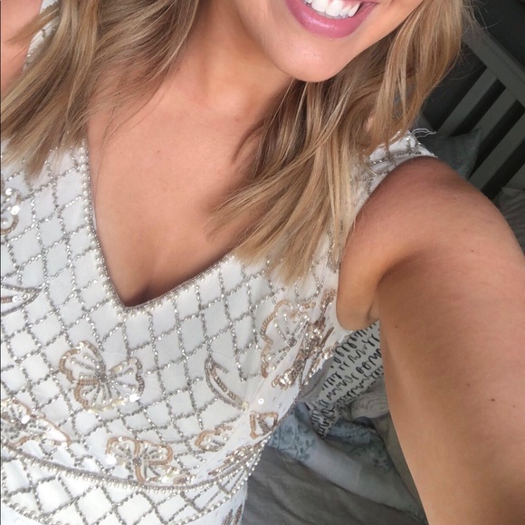 Adrianna Papell Beaded A Line Dress - Picture 3 of 8